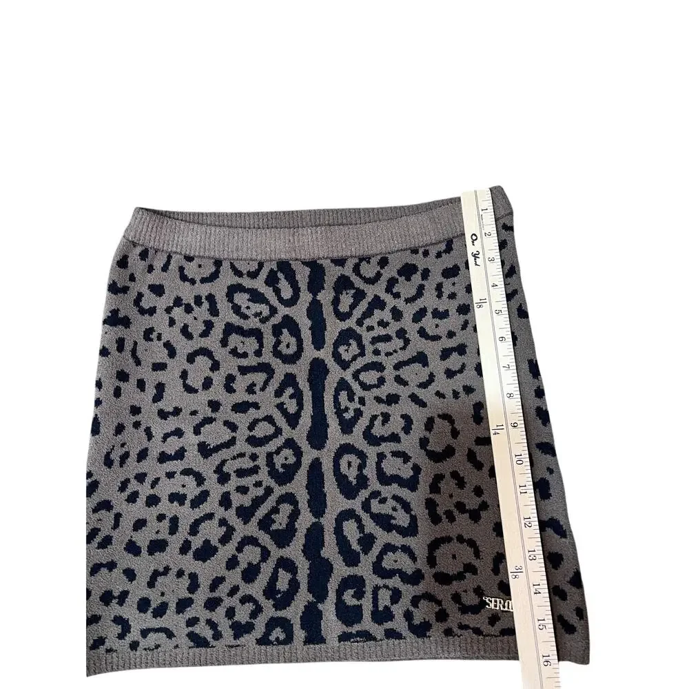 SER.O.YA Leopard Print Knit Mini Skirt Women’s M Taupe Black Pull On Stretch Y2K - Picture 4 of 6